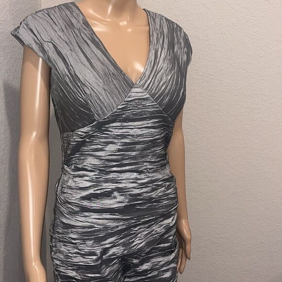 NWOT vintage Alex Evenings gun metal grey crinkled dress - Picture 4 of 8